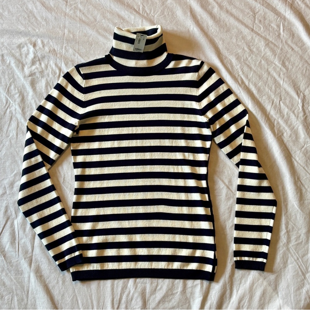 The Limited Black and Cream Cowl Turtleneck Sweater